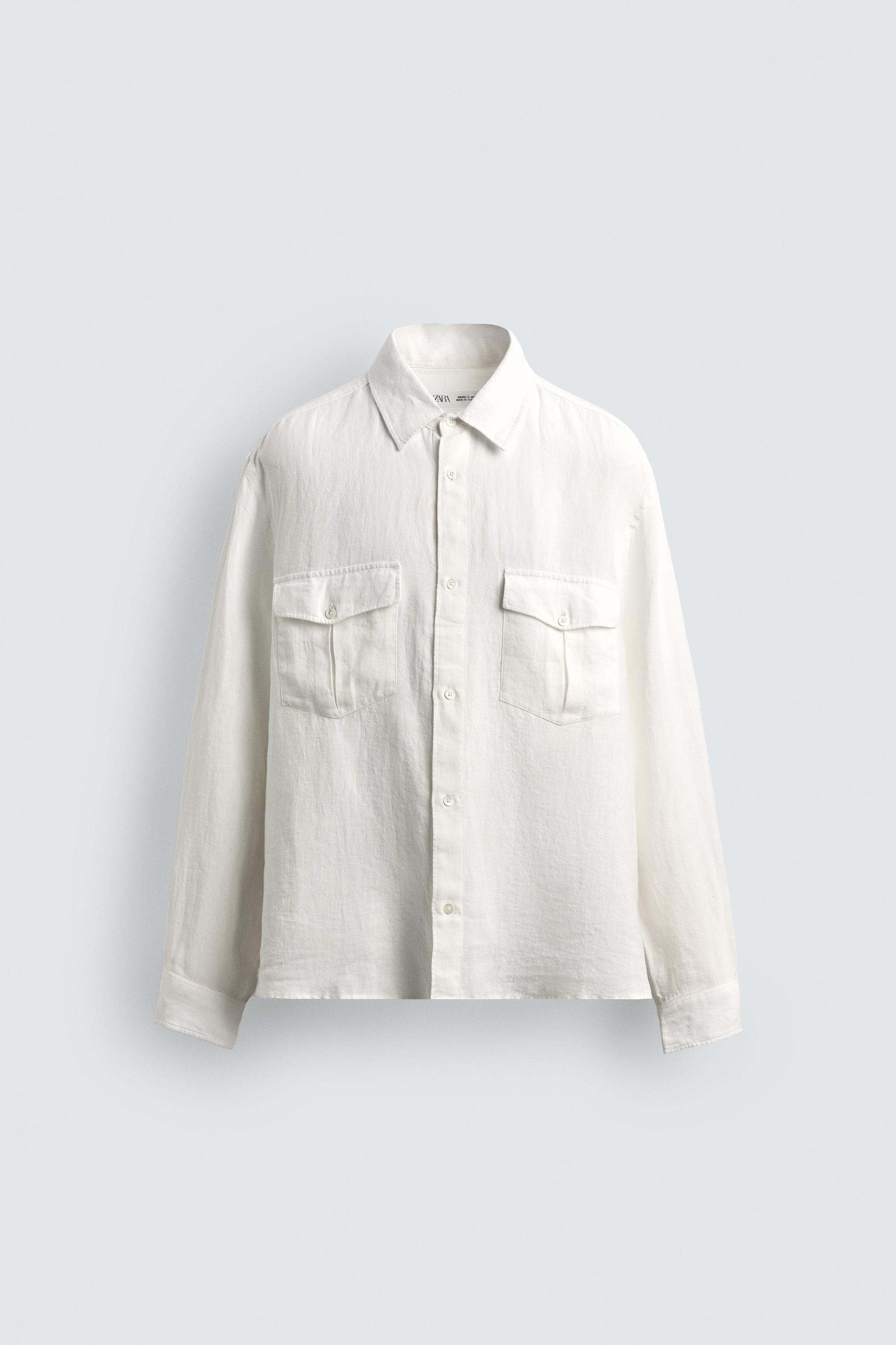 100% LINEN RELAXED FIT SHIRT WITH POCKETS